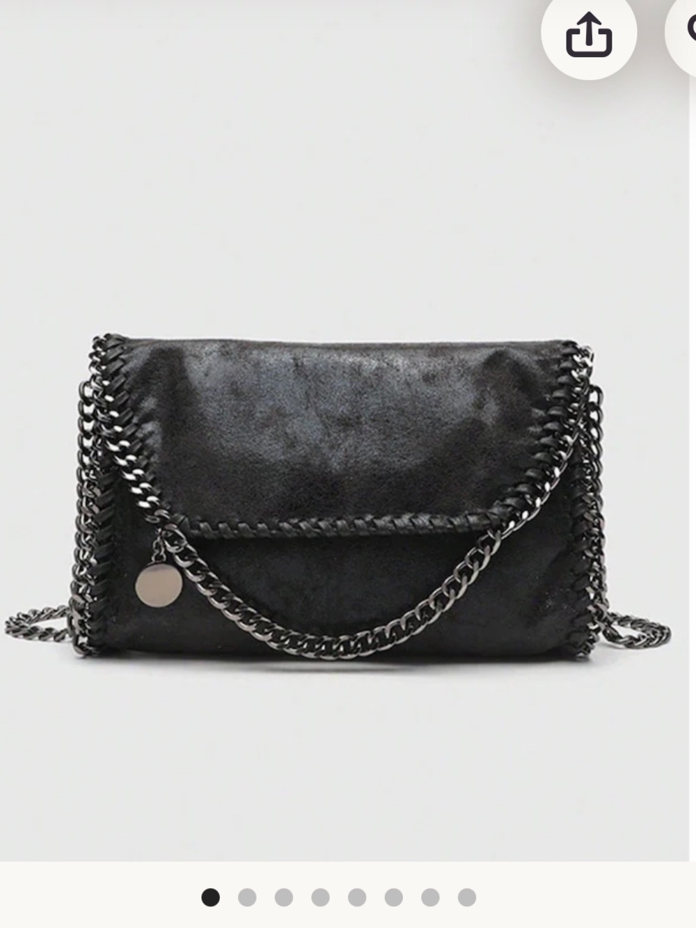 Black Chain-Trim Shoulder Bag